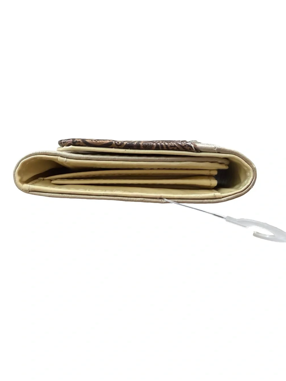 Y2K Faux Leather Western Cross Rhinestone Gold Wallet - Picture 3 of 7